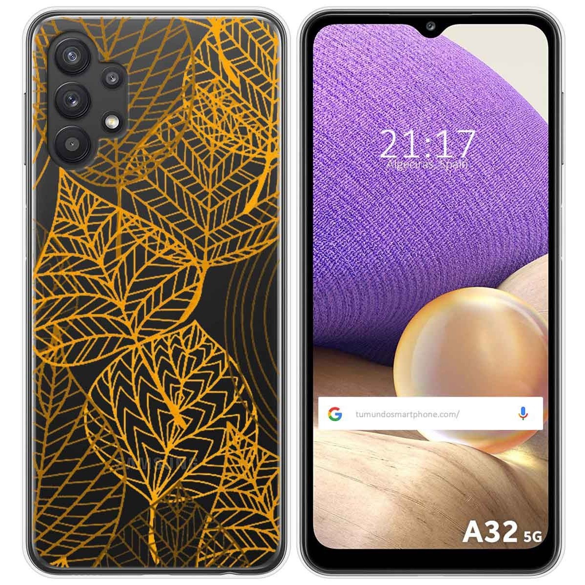 Funda Gel Transparente para Samsung Galaxy A32 5G diseño Hojas Dibujos
