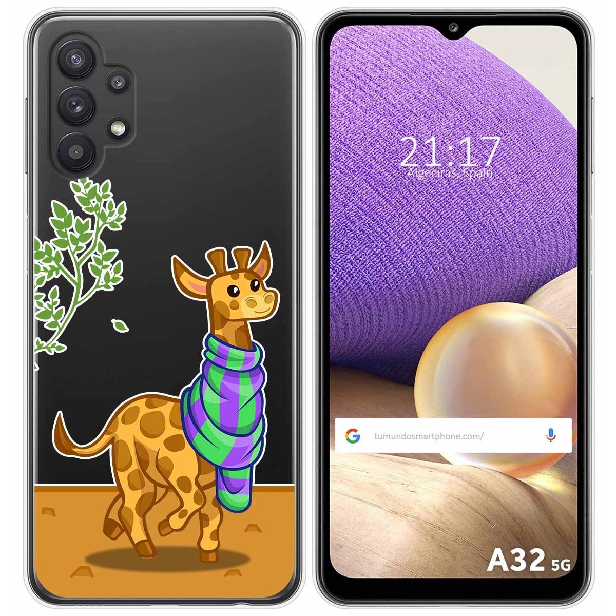 Funda Gel Transparente para Samsung Galaxy A32 5G diseño Jirafa Dibujos