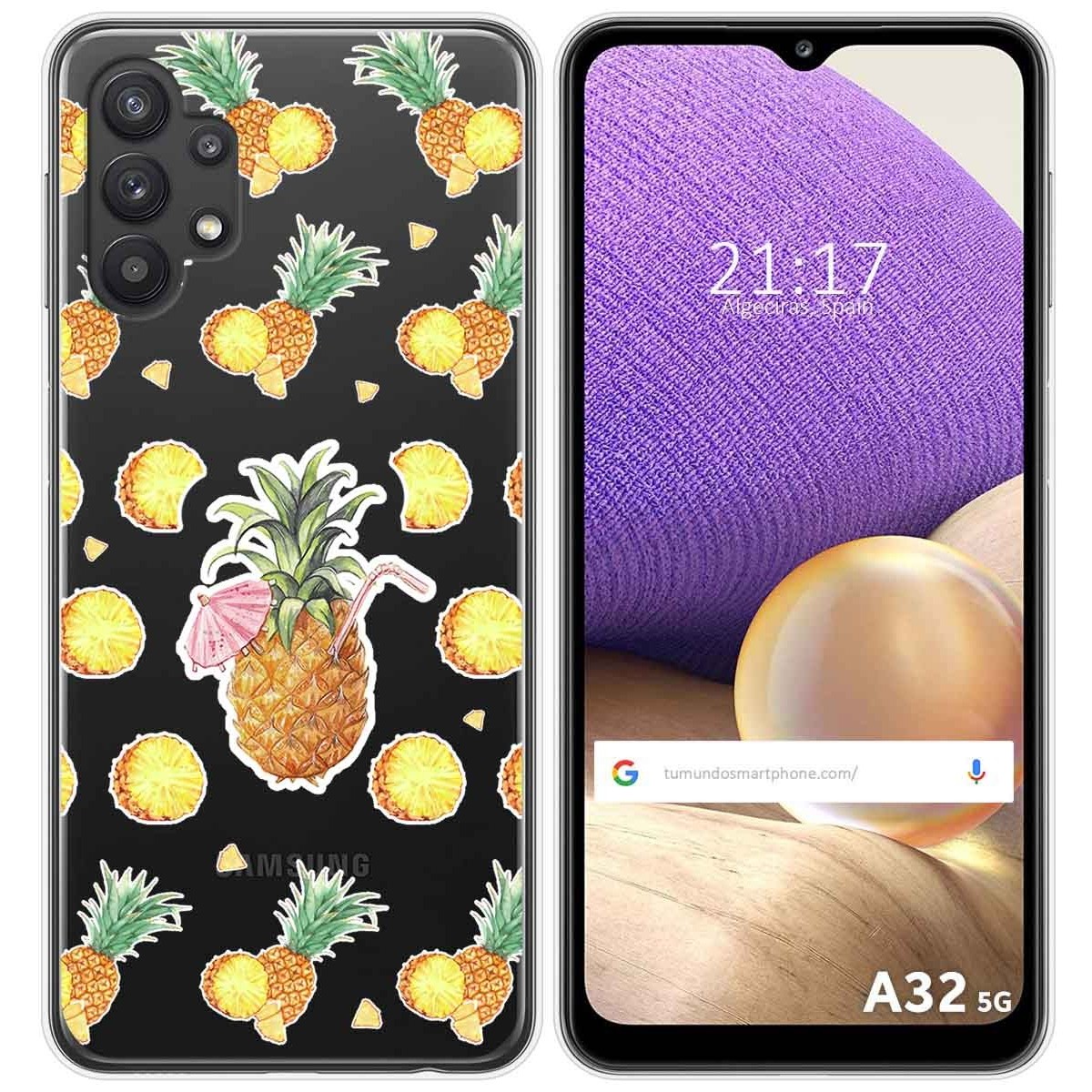 Funda Gel Transparente para Samsung Galaxy A32 5G diseño Piña Dibujos