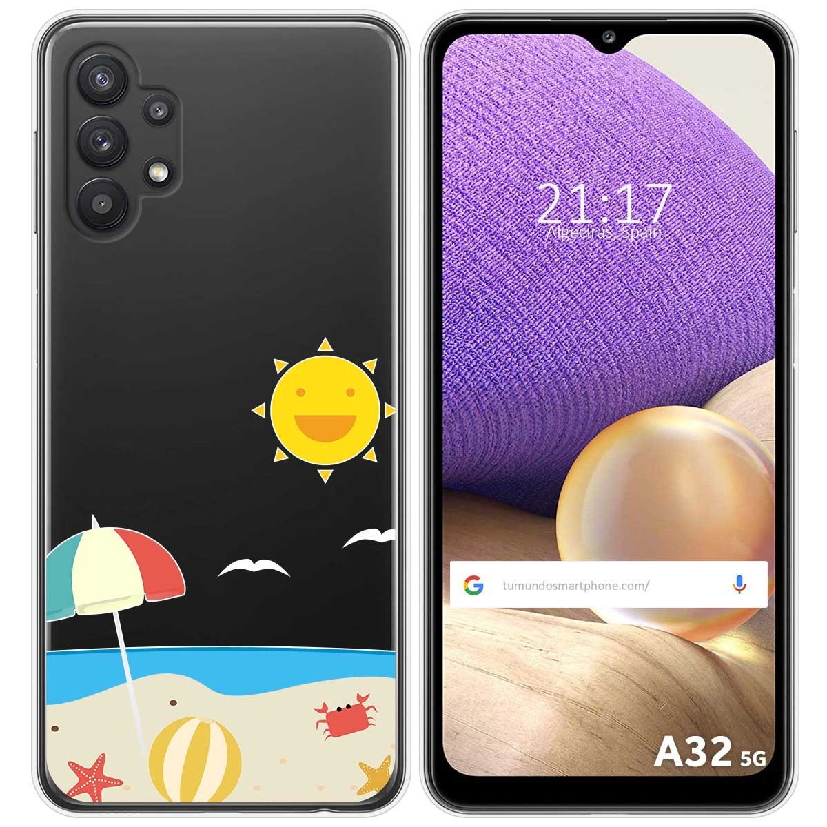 Funda Gel Transparente para Samsung Galaxy A32 5G diseño Playa Dibujos