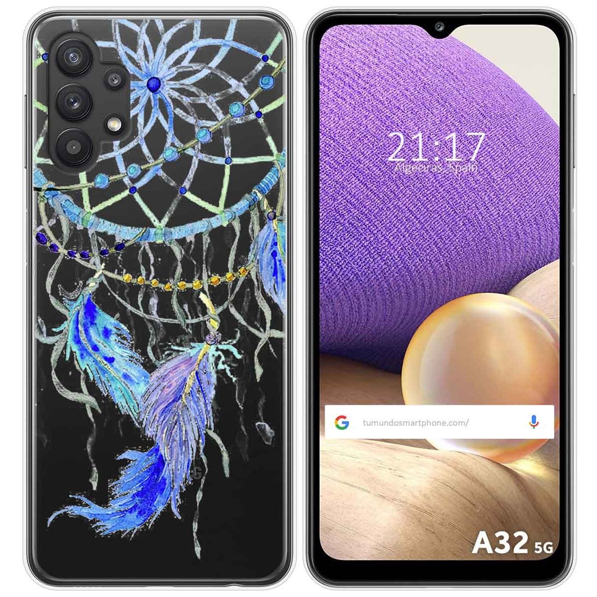 Funda Gel Transparente para Samsung Galaxy A32 5G diseño Plumas Dibujos