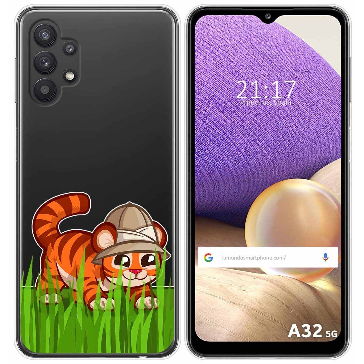 Funda Gel Transparente para Samsung Galaxy A32 5G diseño Tigre Dibujos