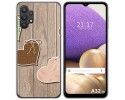 Funda Gel Tpu para Samsung Galaxy A32 5G diseño Corazones Madera Dibujos