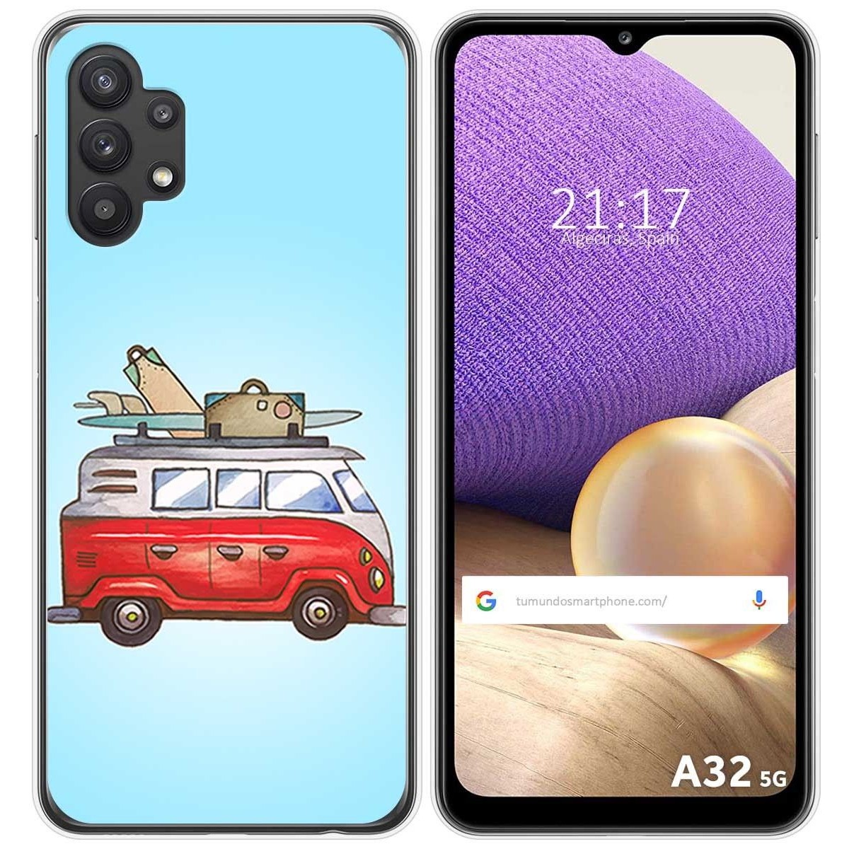 Funda Gel Tpu para Samsung Galaxy A32 5G diseño Furgoneta Dibujos