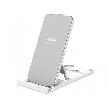 Soporte WK Design Plegable de Escritorio para Smartphone y Tablet Blanco Plata
