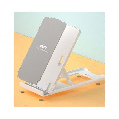 Soporte WK Design Plegable de Escritorio para Smartphone y Tablet Blanco Plata