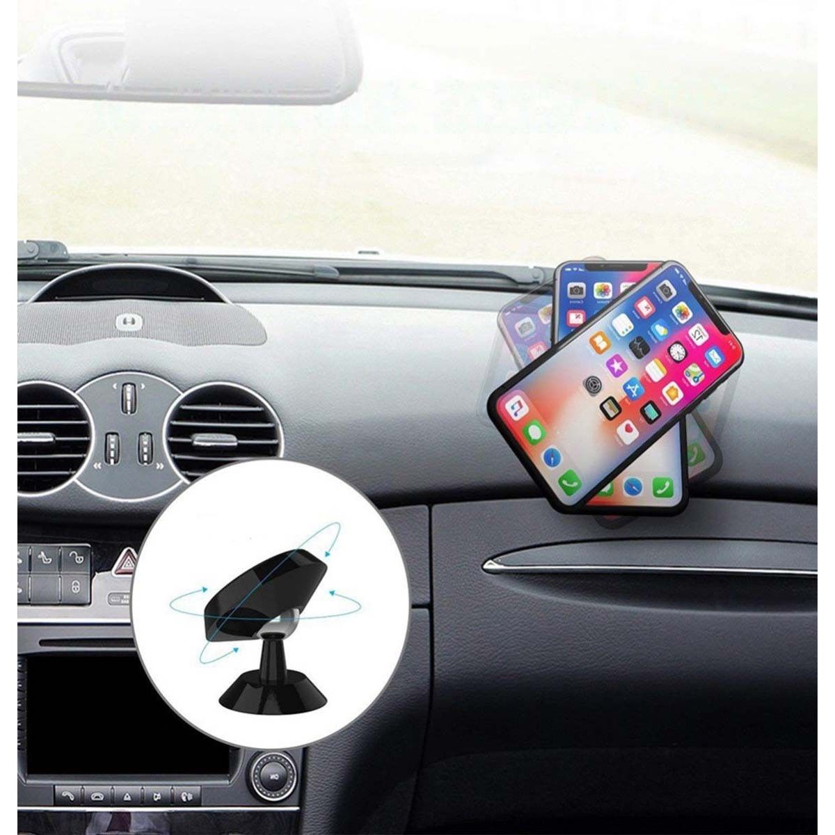 Soporte Magnético Universal Autoadhesivo para Salpicadero o Escritorio Negro