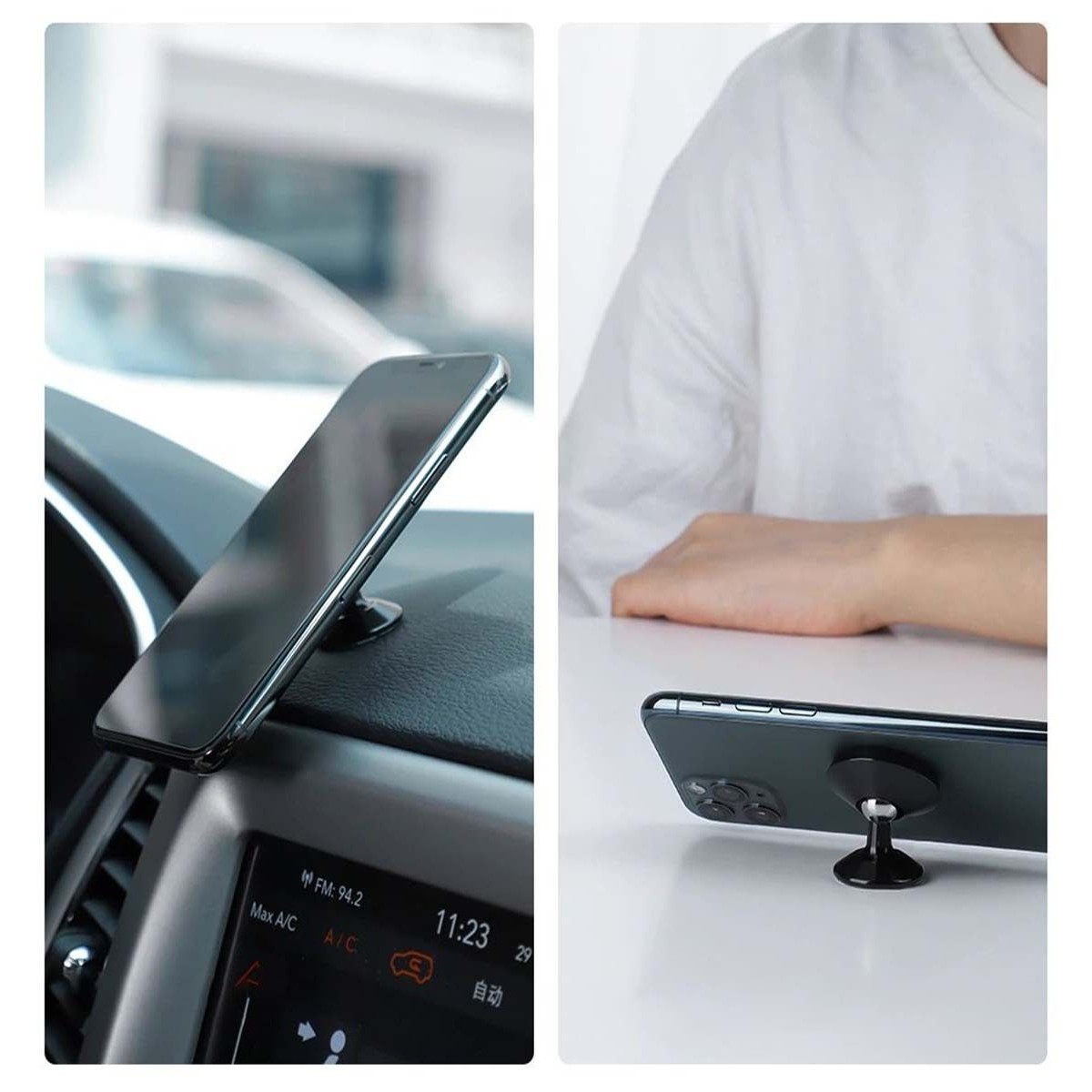 Soporte Magnético Universal Autoadhesivo para Salpicadero o Escritorio Negro