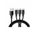 Cable de Carga y Datos con 3 conectores 3 en 1 color Negro