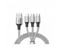 Cable de Carga y Datos con 3 conectores 3 en 1 color Plata