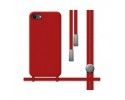 Funda Silicona Líquida con Cordón para Iphone 7 / 8 / SE 2020 color Roja