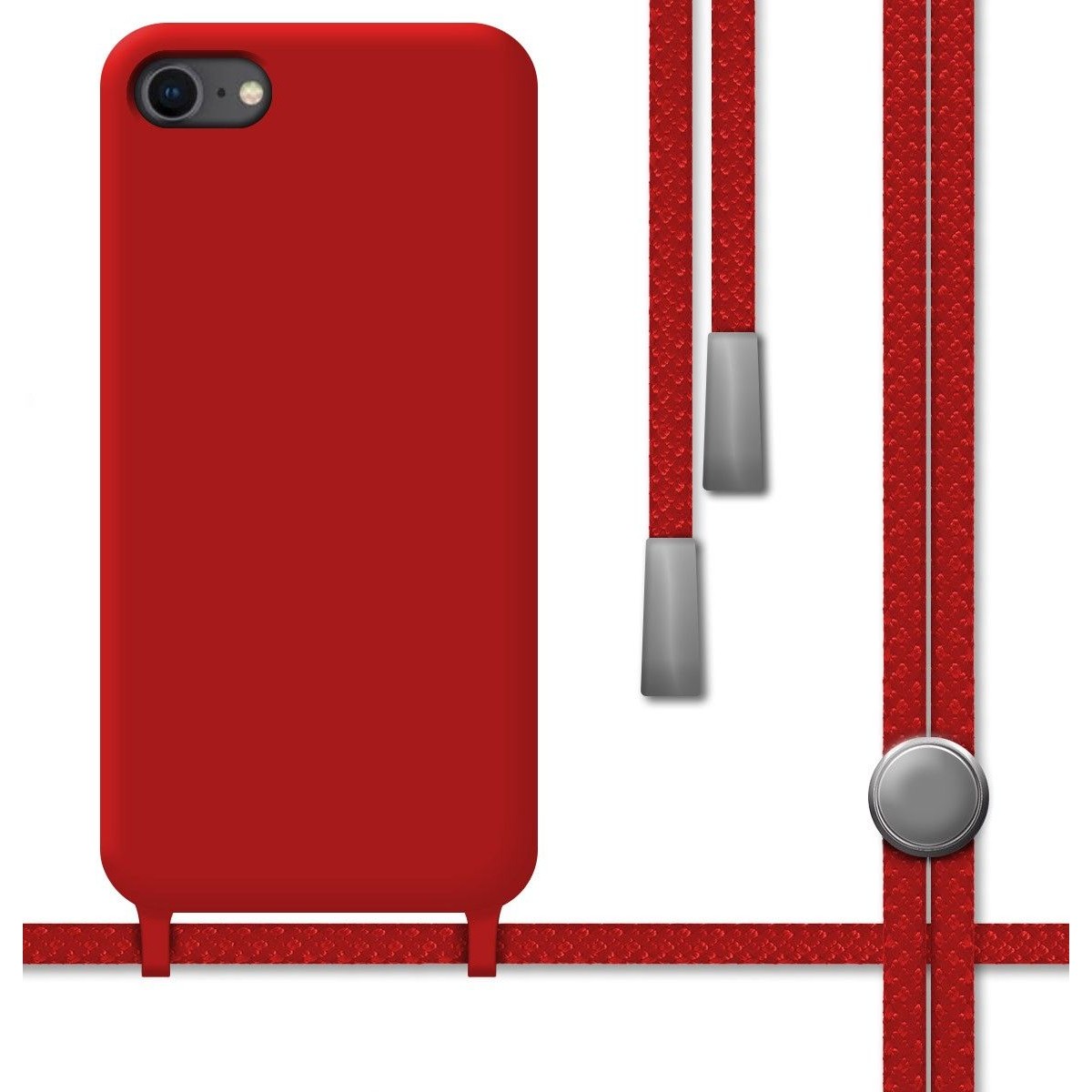 Funda Silicona Líquida con Cordón para Iphone 7 / 8 / SE 2020 color Roja