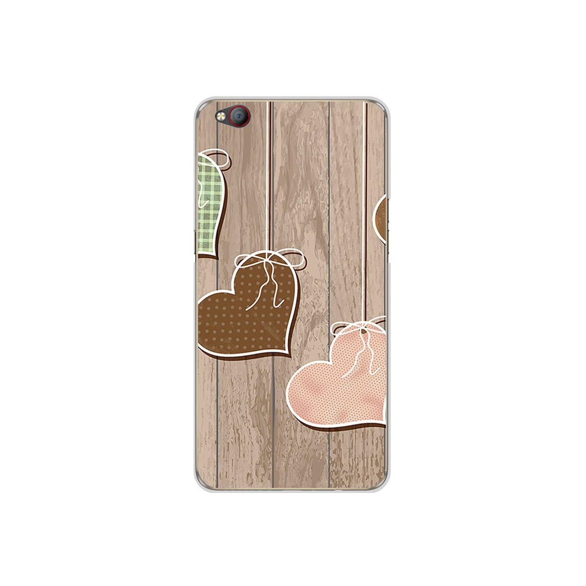 Funda Gel Tpu para Zte Nubia M2 Lite Diseño Corazones Madera Dibujos
