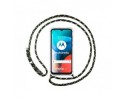 Funda Colgante Transparente para Motorola Moto E7 con Cordon Verde / Dorado