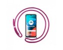 Funda Colgante Transparente para Motorola Moto E7 con Cordon Rosa Fucsia
