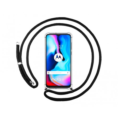 Funda Colgante Transparente para Motorola Moto G9 Power con Cordon Negro