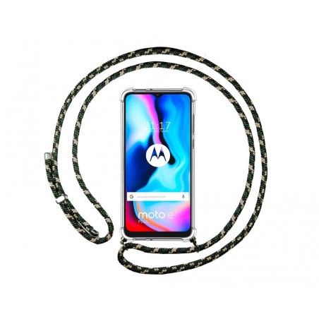 Funda Colgante Transparente para Motorola Moto G9 Power con Cordon Verde /Dorado