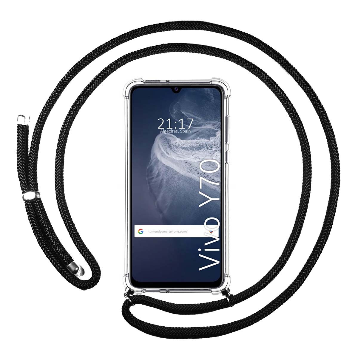 Funda Colgante Transparente para Vivo Y70 con Cordon Negro