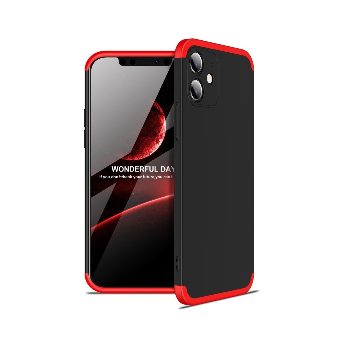 Funda Carcasa GKK 360 para Iphone 12 (6.1) color Negra / Roja
