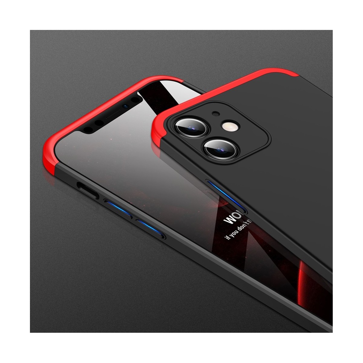 Funda Carcasa GKK 360 para Iphone 12 Mini (5.4) color Negra / Roja