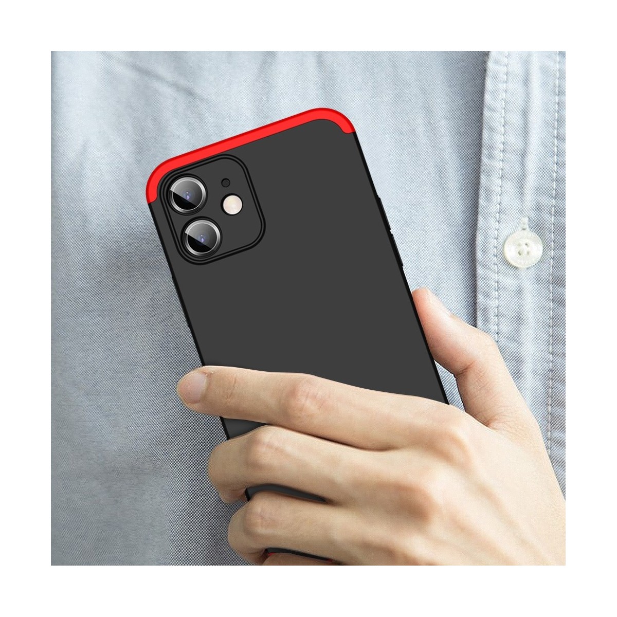 Funda Carcasa GKK 360 para Iphone 12 Mini (5.4) color Negra / Roja