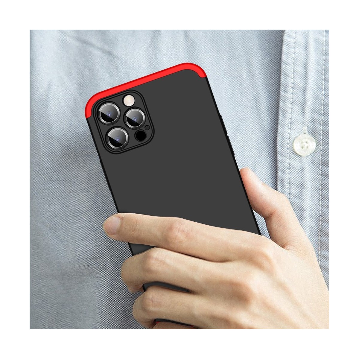 Funda Carcasa GKK 360 para Iphone 12 Pro Max (6.7) color Negra / Roja