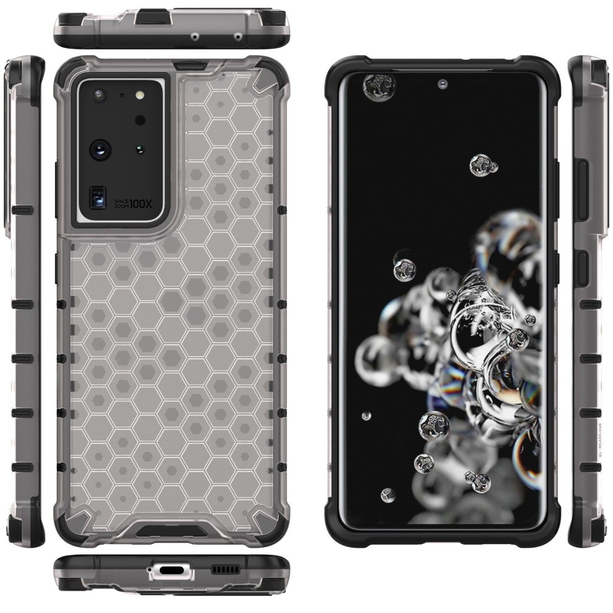 Funda Tipo Honeycomb Armor (Pc+Tpu) Transparente para Samsung Galaxy S21 Ultra 5G