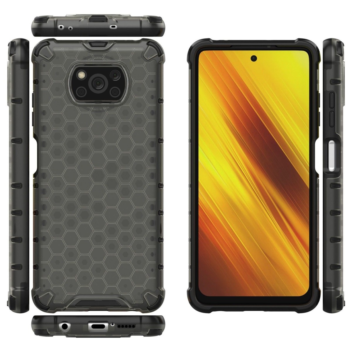 Funda Tipo Honeycomb Armor (Pc+Tpu) Negra para Xiaomi POCO X3 NFC / X3 PRO