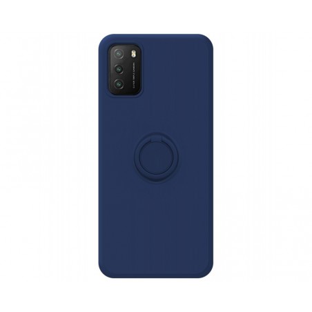 Funda Silicona Líquida Ultra Suave con Anillo para Xiaomi POCO M3 / Redmi 9T color Azul