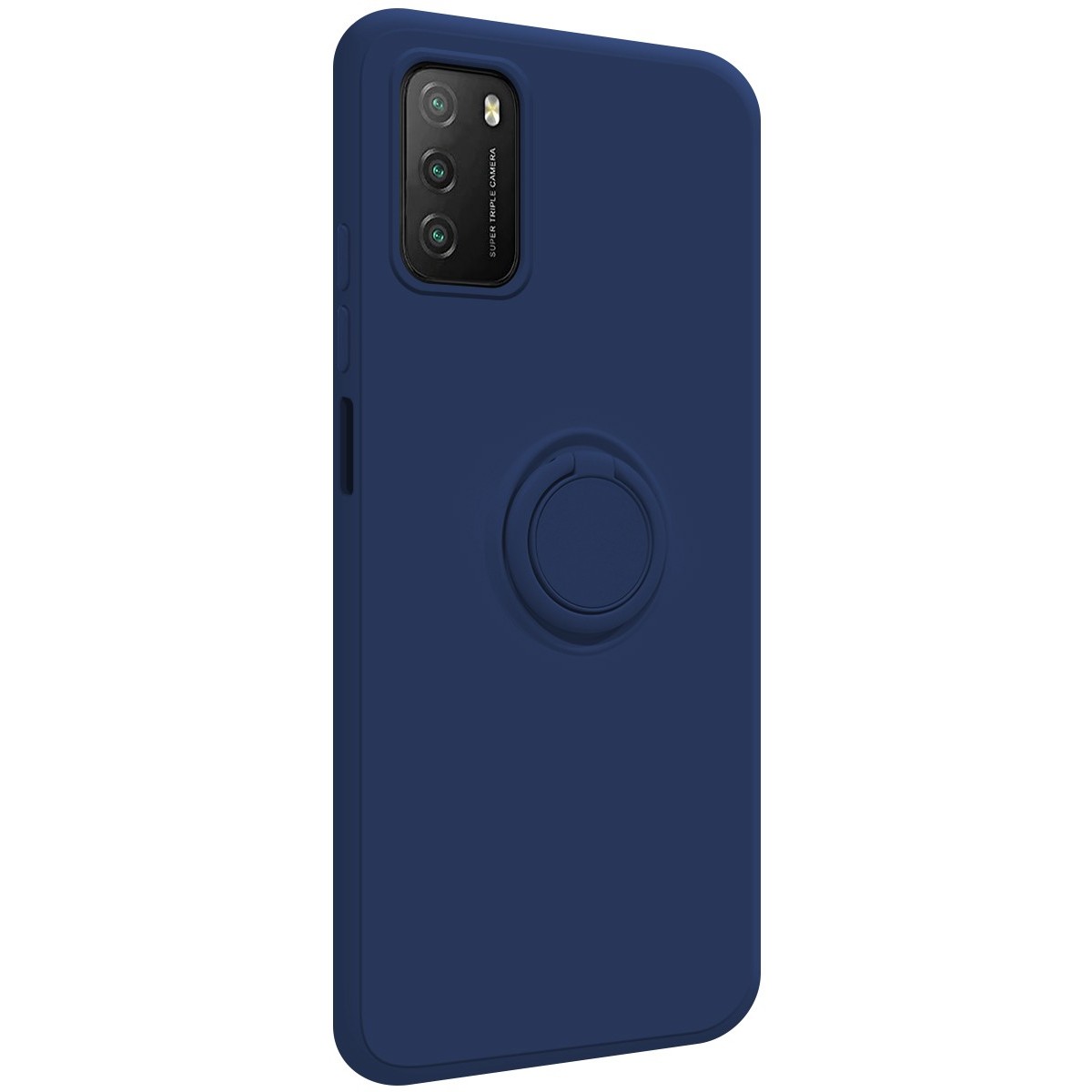 Funda Silicona Líquida Ultra Suave con Anillo para Xiaomi POCO M3 / Redmi 9T color Azul