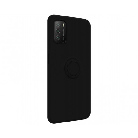 Funda Silicona Líquida Ultra Suave con Anillo para Xiaomi POCO M3 / Redmi 9T color Negro
