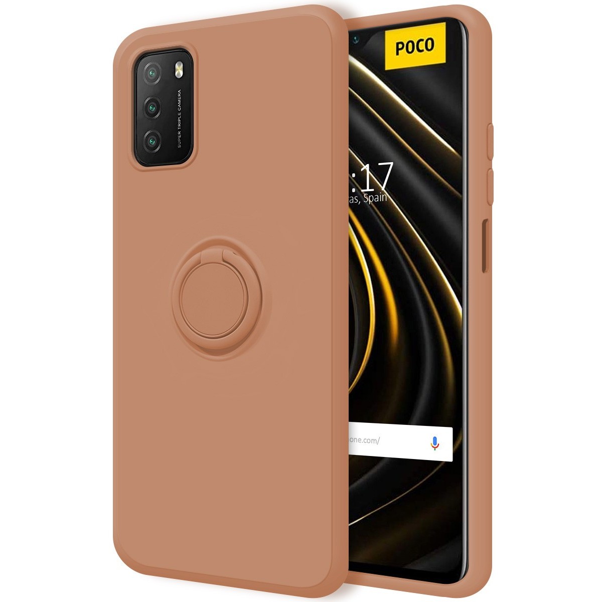 Funda Silicona Líquida Ultra Suave con Anillo para Xiaomi POCO M3 / Redmi 9T color Rosa