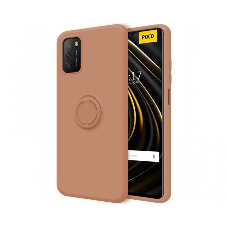 Funda Silicona Líquida Ultra Suave con Anillo para Xiaomi POCO M3 / Redmi 9T color Rosa