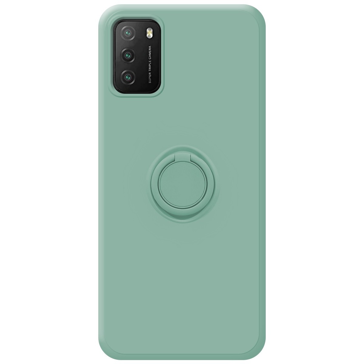 Funda Silicona Líquida Ultra Suave con Anillo para Xiaomi POCO M3 / Redmi 9T color Verde