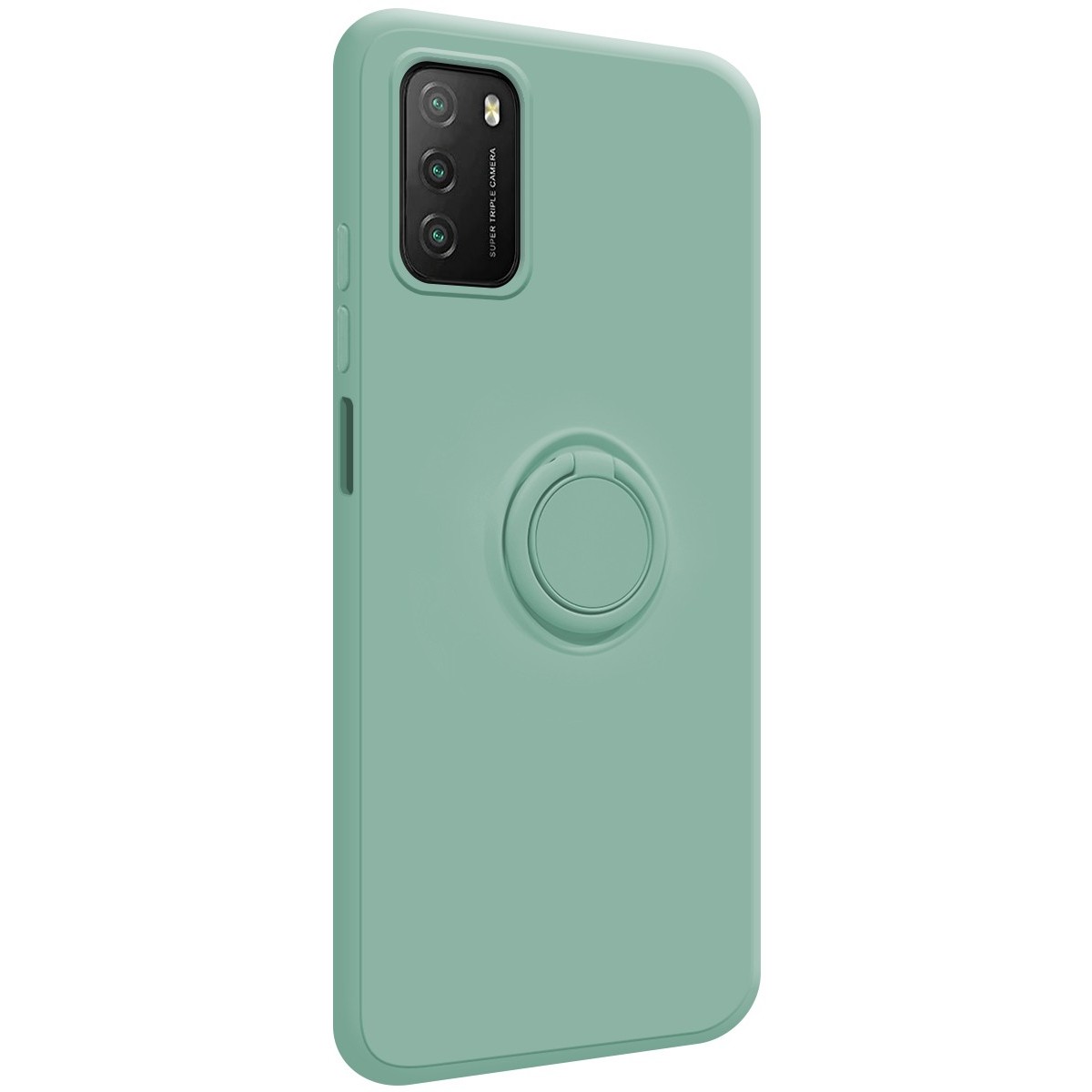 Funda Silicona Líquida Ultra Suave con Anillo para Xiaomi POCO M3 / Redmi 9T color Verde