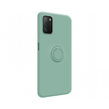 Funda Silicona Líquida Ultra Suave con Anillo para Xiaomi POCO M3 / Redmi 9T color Verde