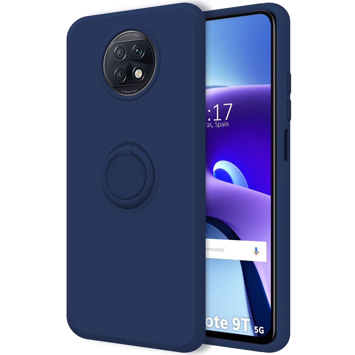 Funda Silicona Líquida Ultra Suave con Anillo para Xiaomi Redmi Note 9T 5G color Azul
