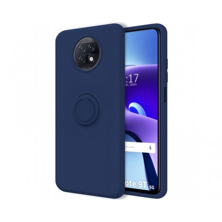 Funda Silicona Líquida Ultra Suave con Anillo para Xiaomi Redmi Note 9T 5G color Azul