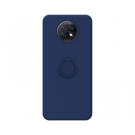 Funda Silicona Líquida Ultra Suave con Anillo para Xiaomi Redmi Note 9T 5G color Azul