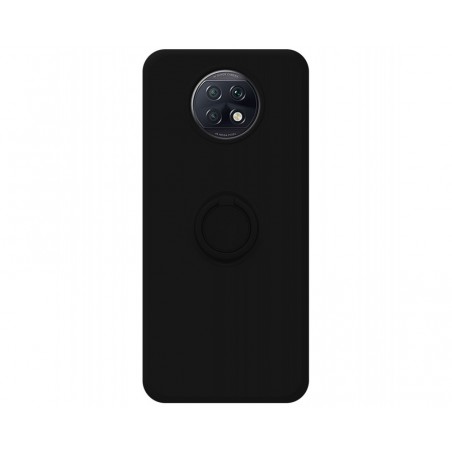 Funda Silicona Líquida Ultra Suave con Anillo para Xiaomi Redmi Note 9T 5G color Negro