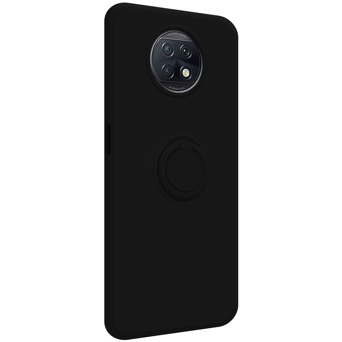 Funda Silicona Líquida Ultra Suave con Anillo para Xiaomi Redmi Note 9T 5G color Negro