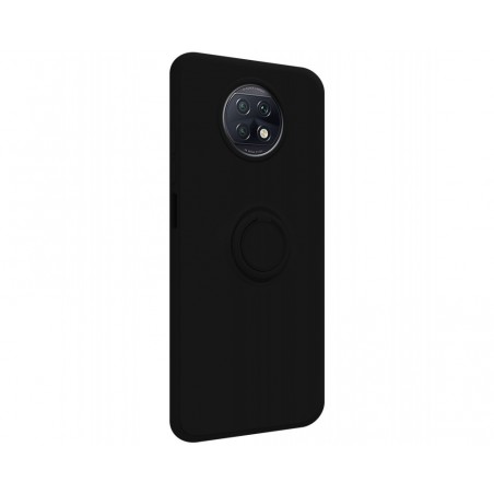 Funda Silicona Líquida Ultra Suave con Anillo para Xiaomi Redmi Note 9T 5G color Negro