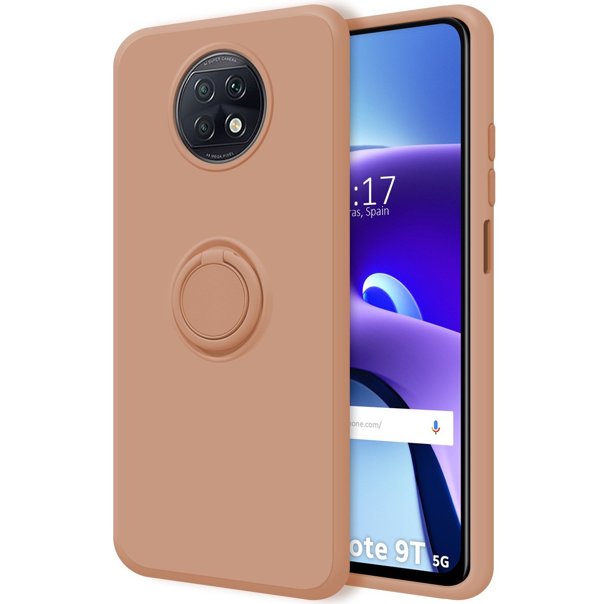 Funda Silicona Líquida Ultra Suave con Anillo para Xiaomi Redmi Note 9T 5G color Rosa