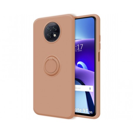Funda Silicona Líquida Ultra Suave con Anillo para Xiaomi Redmi Note 9T 5G color Rosa