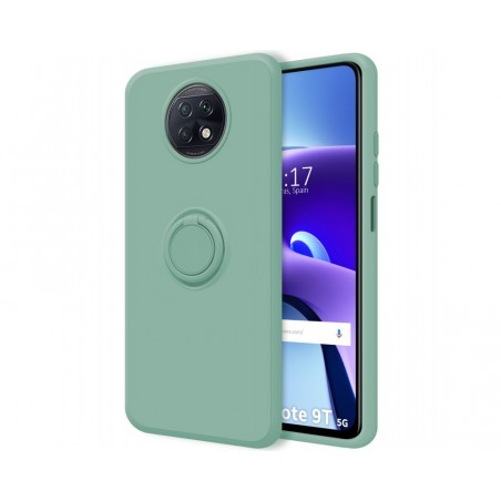 Funda Silicona Líquida Ultra Suave con Anillo para Xiaomi Redmi Note 9T 5G color Verde