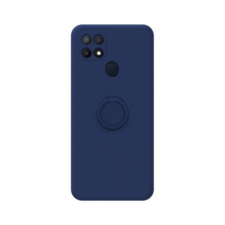 Funda Silicona Líquida Ultra Suave con Anillo para Oppo A15 color Azul