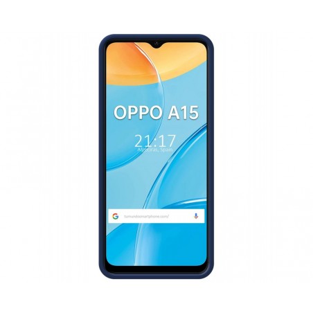 Funda Silicona Líquida Ultra Suave con Anillo para Oppo A15 color Azul