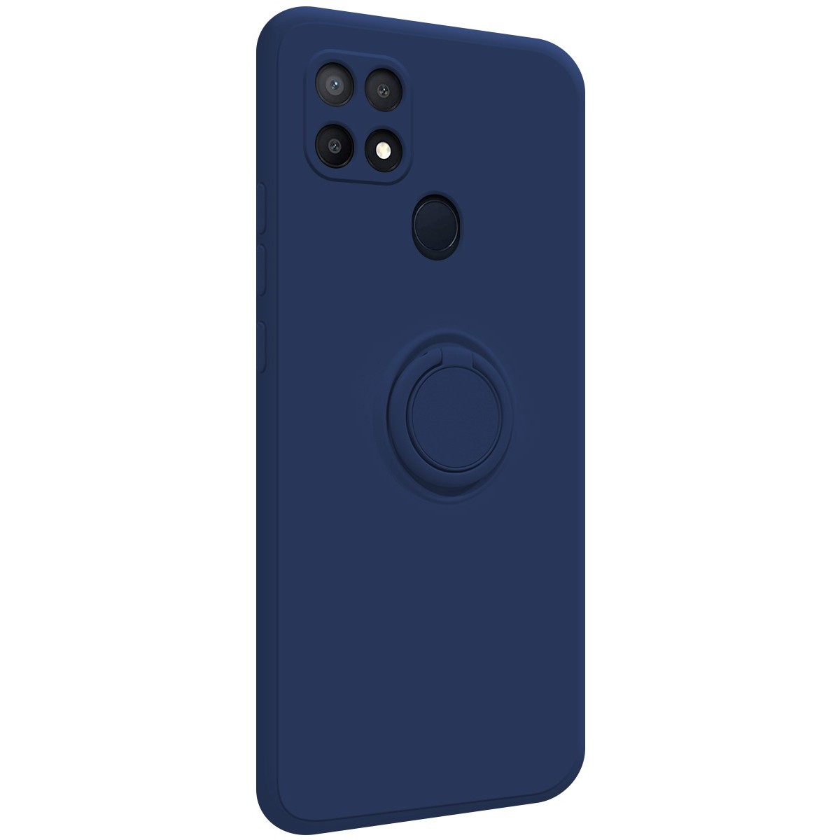 Funda Silicona Líquida Ultra Suave con Anillo para Oppo A15 color Azul
