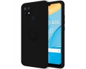 Funda Silicona Líquida Ultra Suave con Anillo para Oppo A15 color Negro