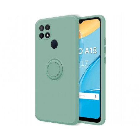 Funda Silicona Líquida Ultra Suave con Anillo para Oppo A15 color Verde